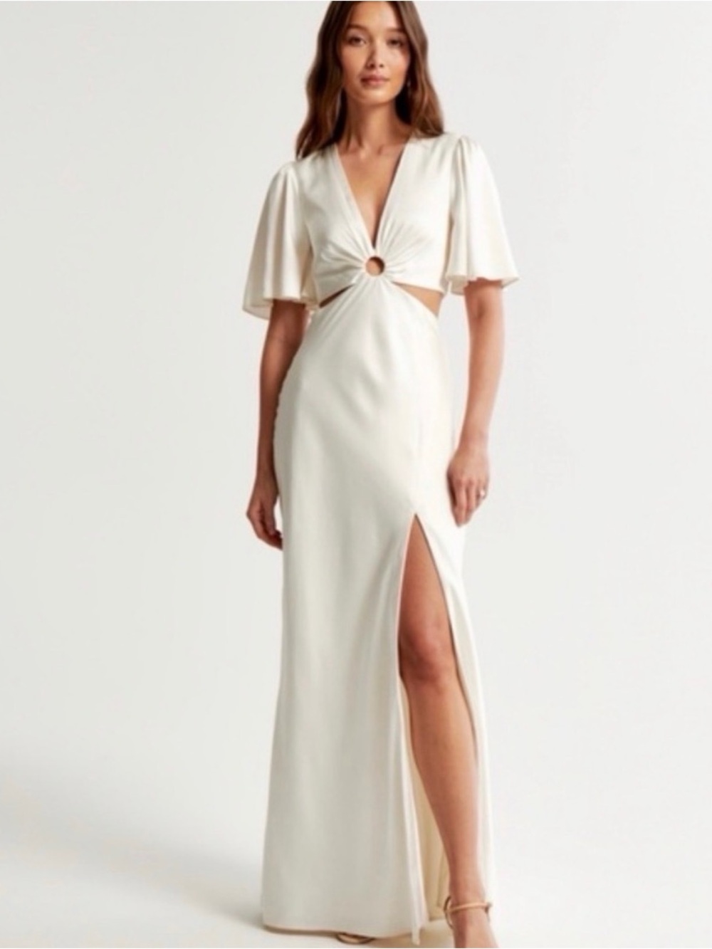 Ivory Cutout Maxi Dress with Ring Detail